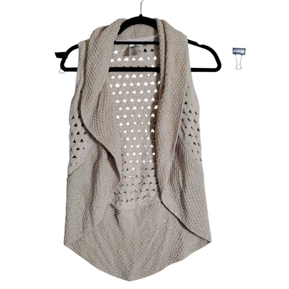 Max‎ Studio Size S (7/8) Boho Crochet Open Sweater Vest Y2K